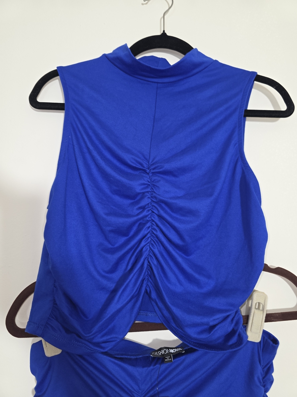 Fashion Nova Royal Blue 2 Piece Ruched Set